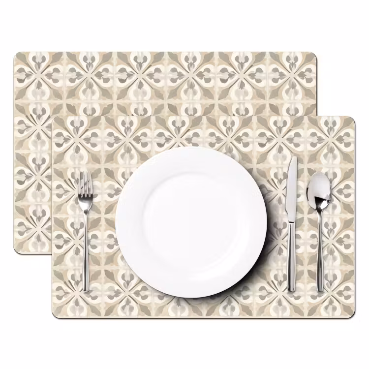Set de table - Carrelage - Motif - Beige — 2