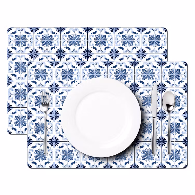 Set de table - Motif - Carrelage - Bleu — 2