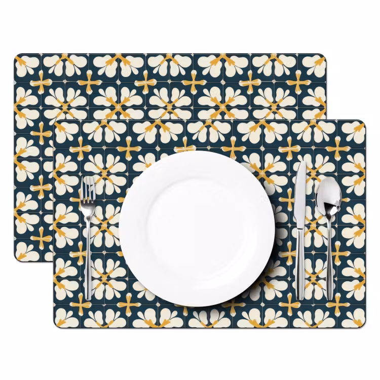 Set de table - Motif - Carrelage - Jaune ocre — 2