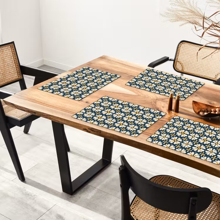 Set de table - Motif - Carrelage - Jaune ocre — 3