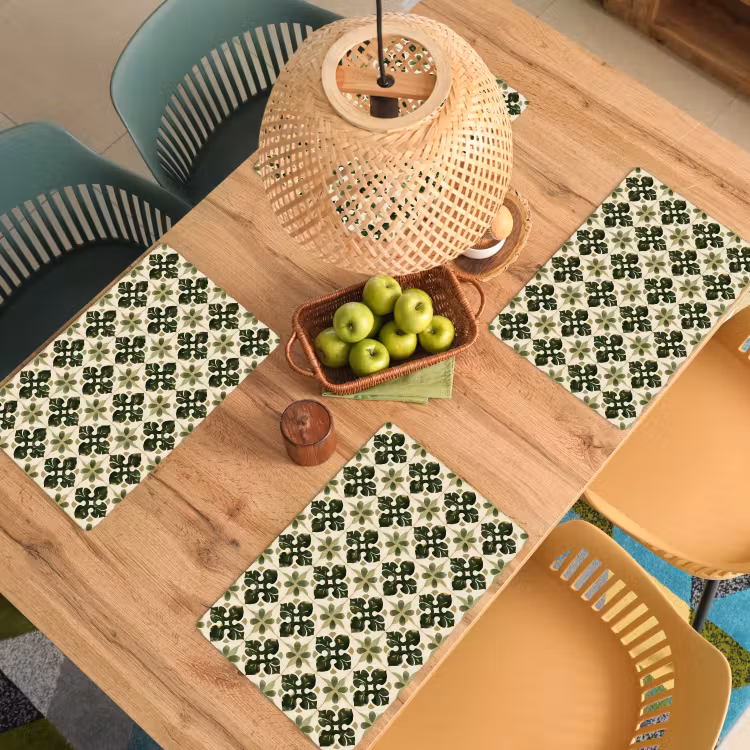 Set de table - Motif - Carrelage - Vert — 4