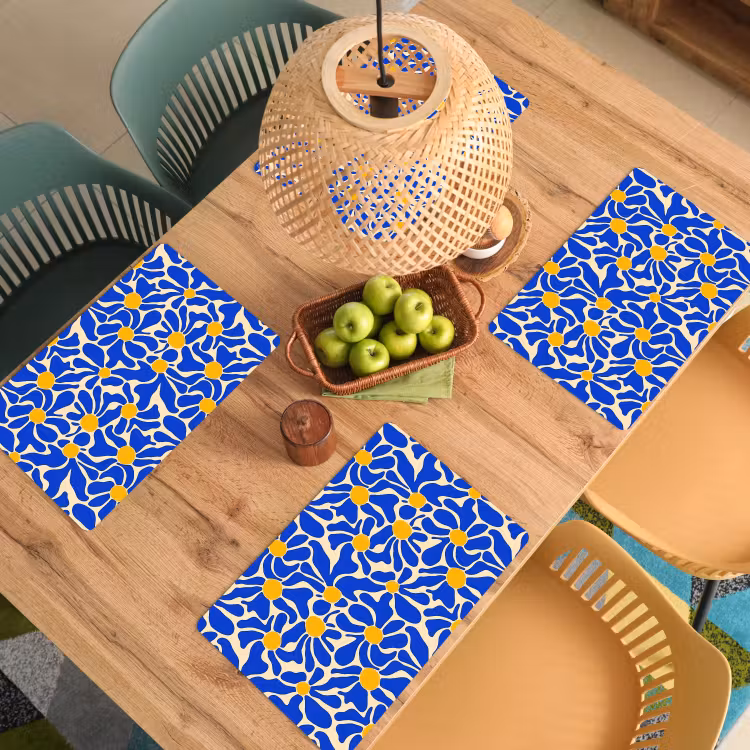 Set de table - Abstrait - Fleur - Bleu — 4