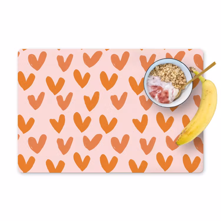 Set de table - Coeurs - Signé - Orange — 1