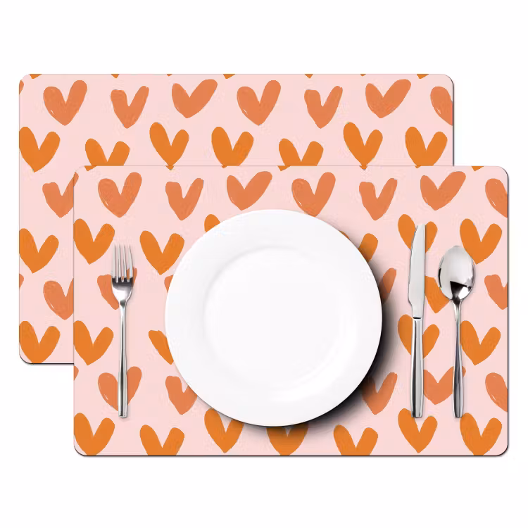 Set de table - Coeurs - Signé - Orange — 2