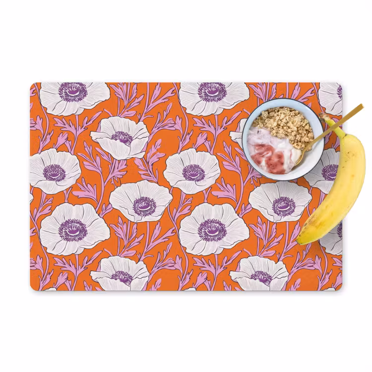 Set de table - Fleurs - Graphique - Orange — 1
