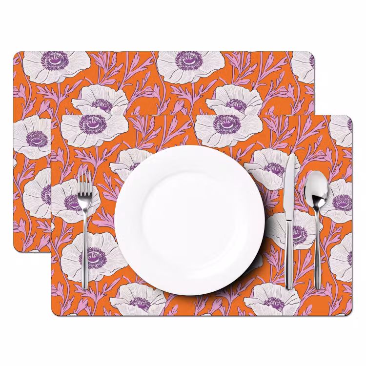 Set de table - Fleurs - Graphique - Orange — 2