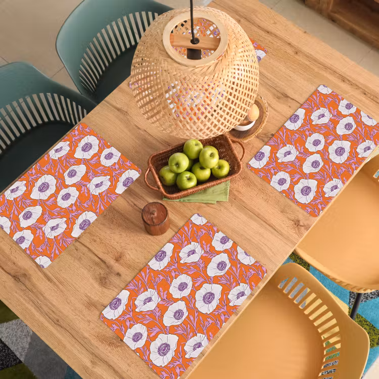 Set de table - Fleurs - Graphique - Orange — 4