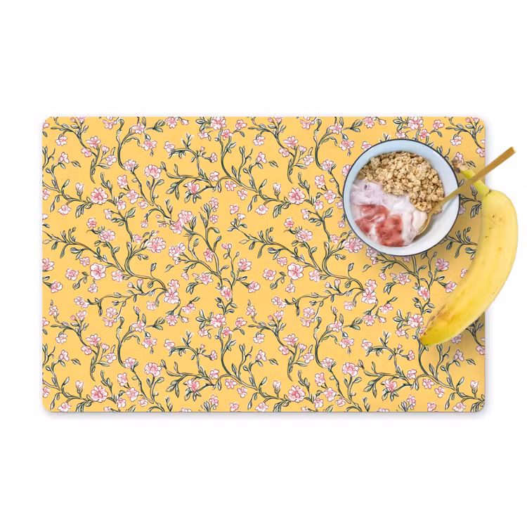 Set de table - Fleurs - Motif - Jaune — 1
