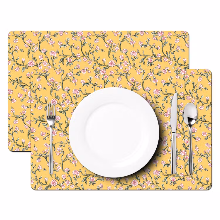 Set de table - Fleurs - Motif - Jaune — 2