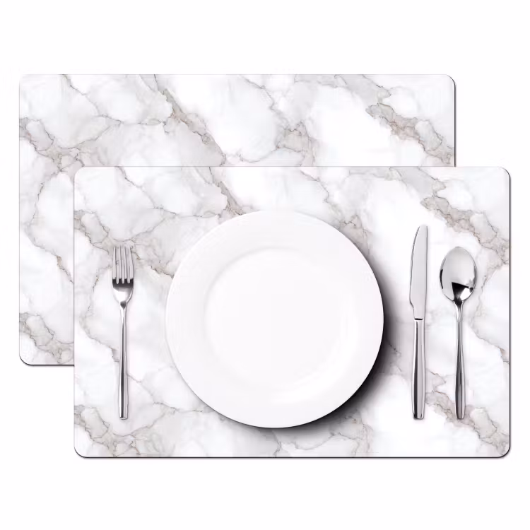 Set de table - Blanc - Marbre - Marron — 2