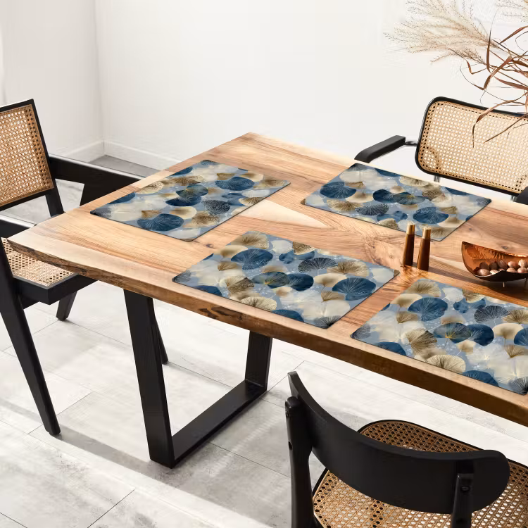Set de table - Feuilles - Abstrait - Or - Bleu — 3