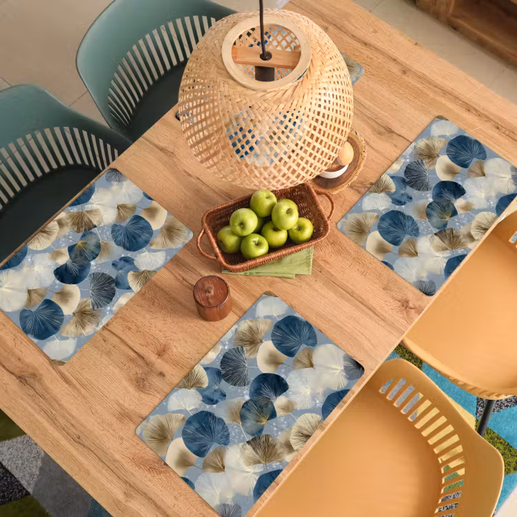 Set de table - Feuilles - Abstrait - Or - Bleu — 4