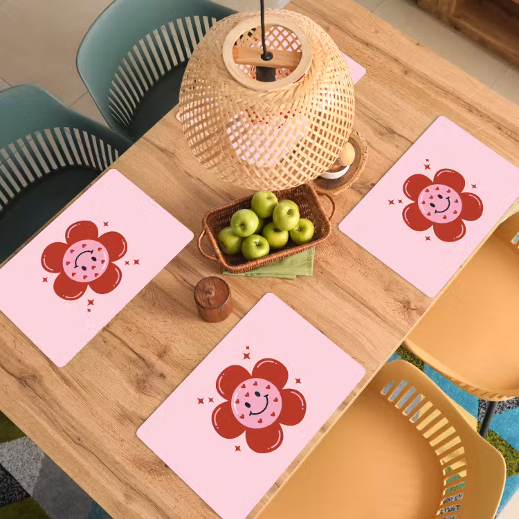 Set de table - Fleur - Rose - Coeurs — 4