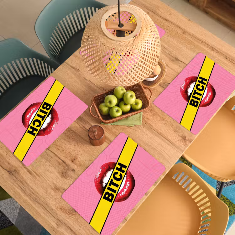 Set de table - Lèvres - Texte - Coloré — 4