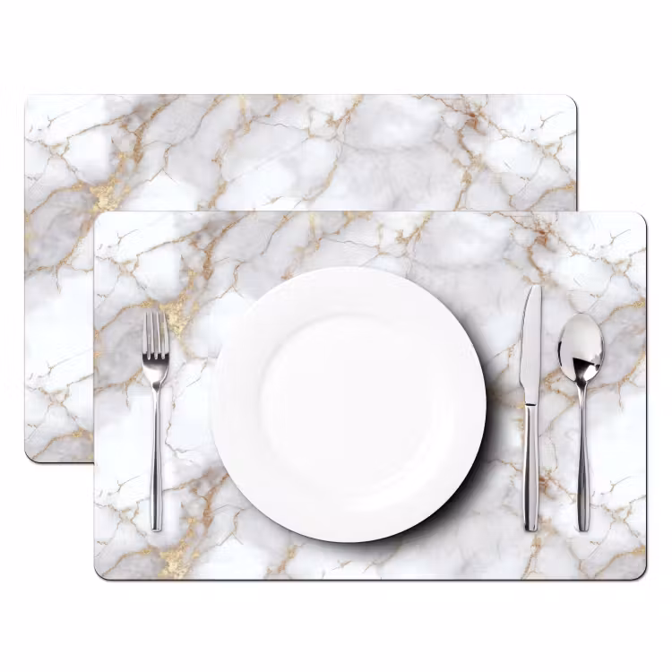 Set de table - Blanc - Or - Marbre - Gris — 2