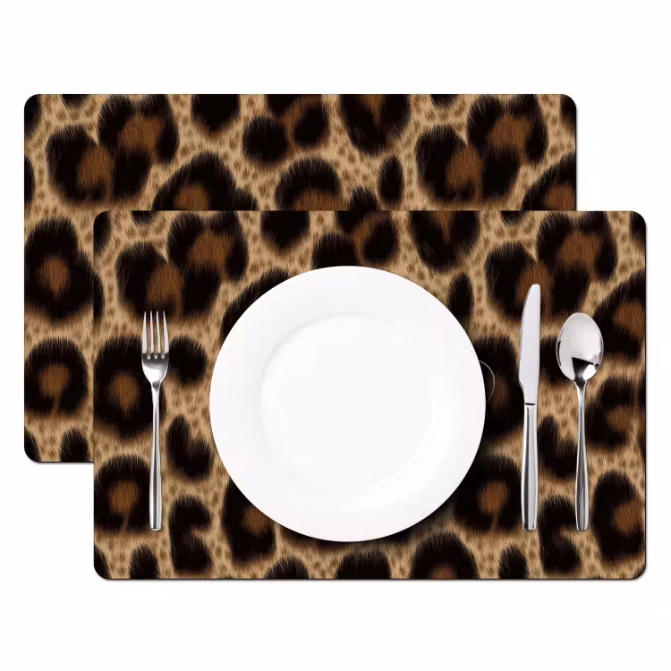 Set de table - Imprimé léopard - Marron - Courage - Orné — 2