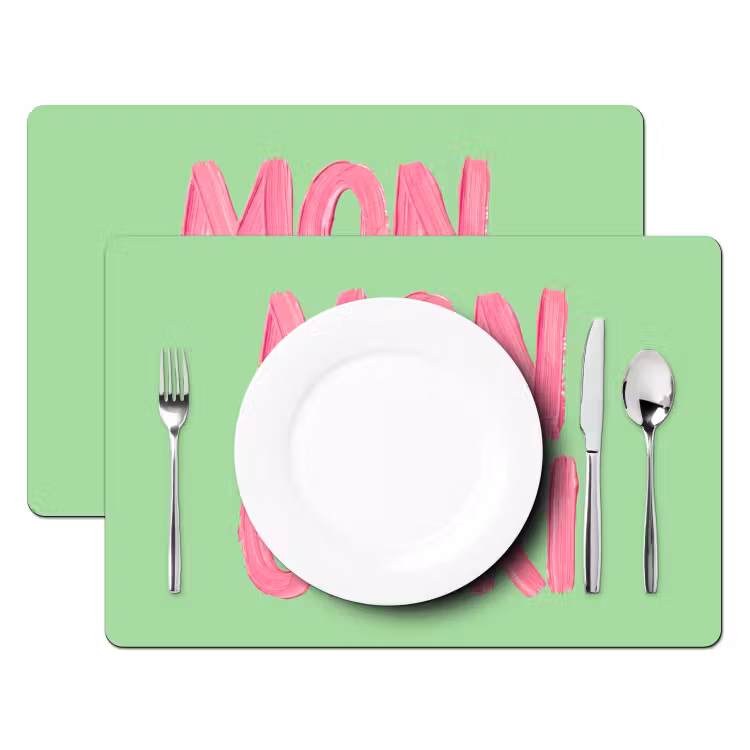 Set de table - Mon cheri - Vert - Rose — 2