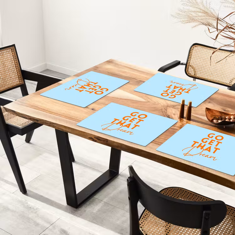 Set de table - Bleu - Orange - Texte — 3