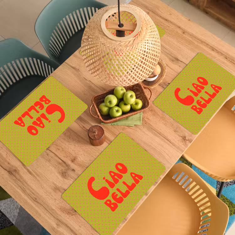 Set de table - Ciao bella - Rouge - Vert - Points — 4