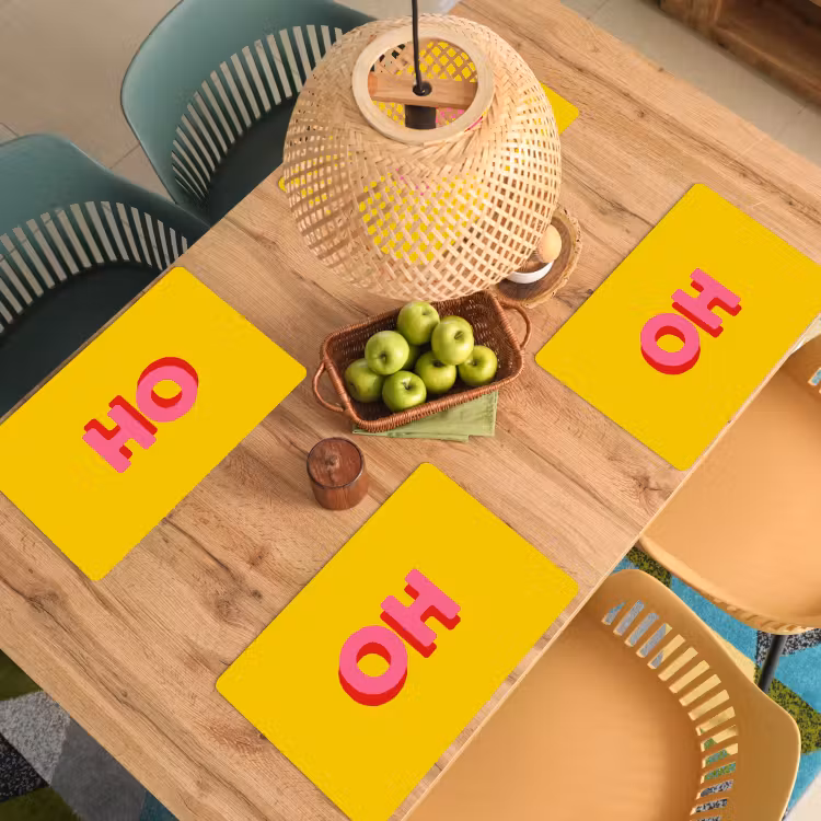 Set de table - Jaune - Rose - Oh - 3D — 4