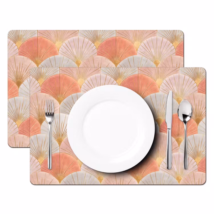 Set de table - Eventails - Or - Rose — 2