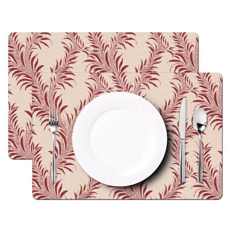 Set de table - Feuilles - Lin - Rouge — 2