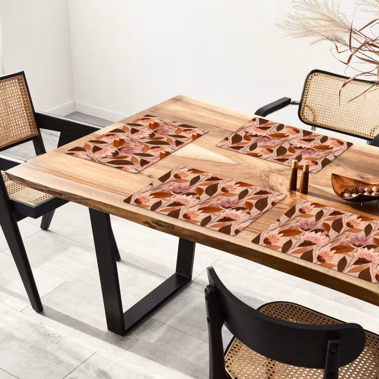 Set de table - Fleurs - Feuilles - Marron — 3