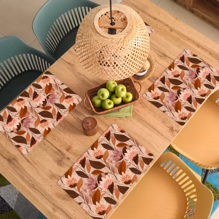 Set de table - Fleurs - Feuilles - Marron — 4