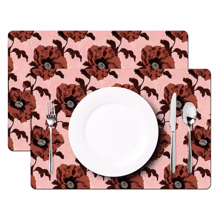 Set de table - Fleurs - Rétro - Rouge — 2