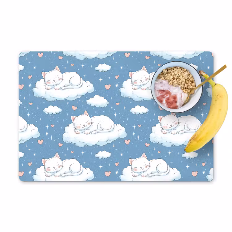 Set de table - Chaton - Nuages - Bleu — 1