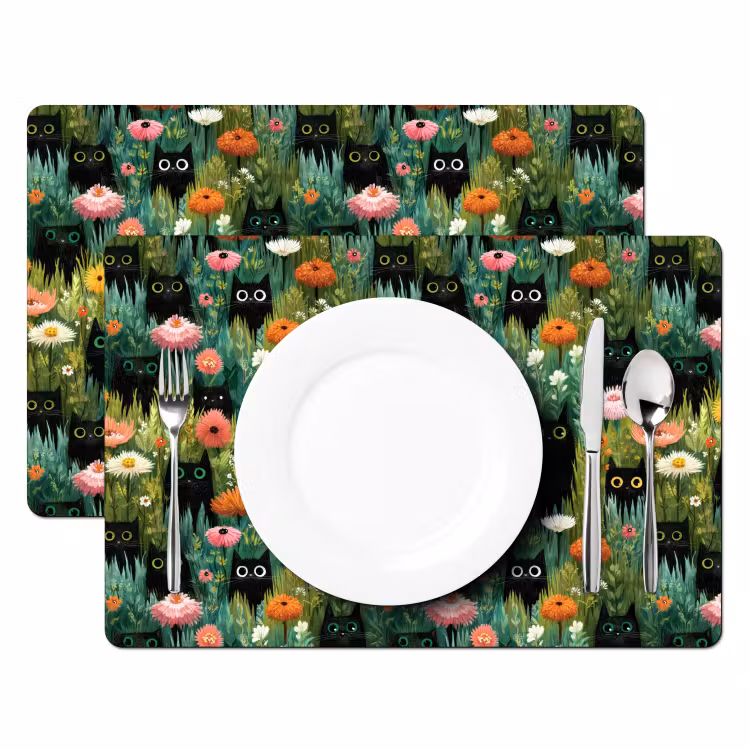 Set de table - Chats - Fleurs - Coloré — 2