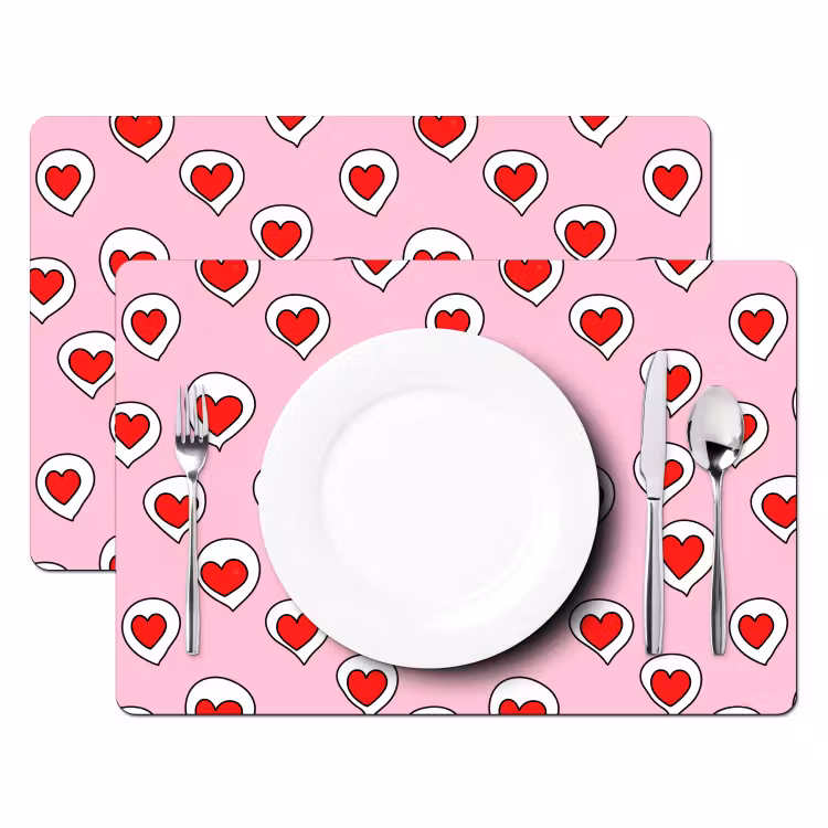Set de table - Coeurs - Motif - Rouge — 2