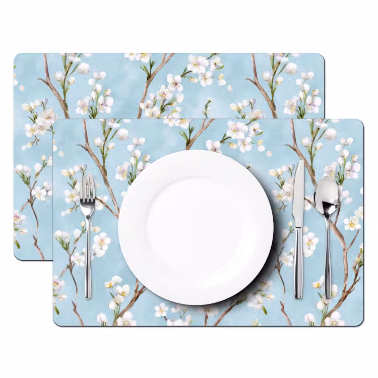 Set de table - Fleur de cerisier - Texture - Bleu — 2