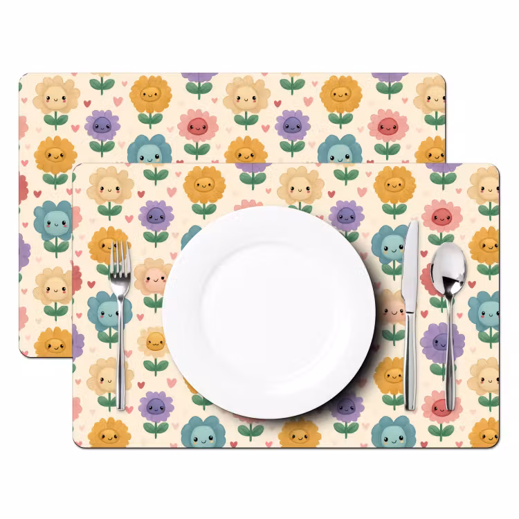 Set de table - Fleurs - Coeurs - Colorés — 2
