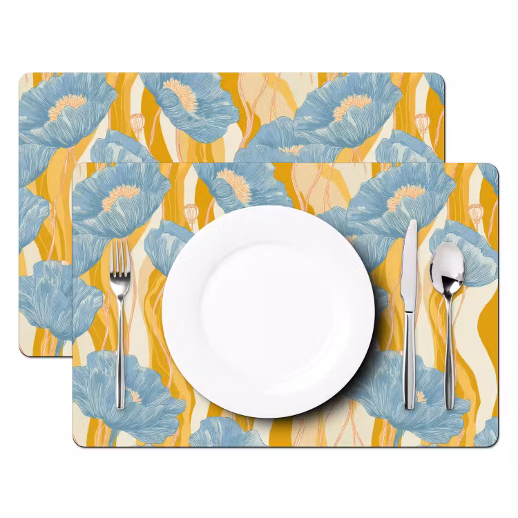 Set de table - Coquelicots - Botanique - Bleu — 2