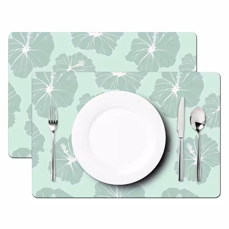 Set de table - Fleurs - Hibiscus - Menthe — 2