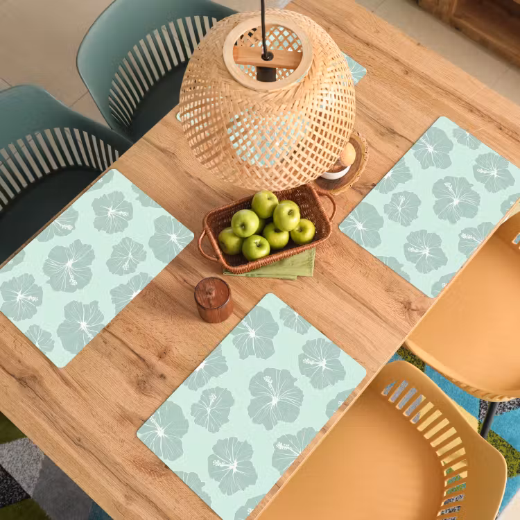 Set de table - Fleurs - Hibiscus - Menthe — 4