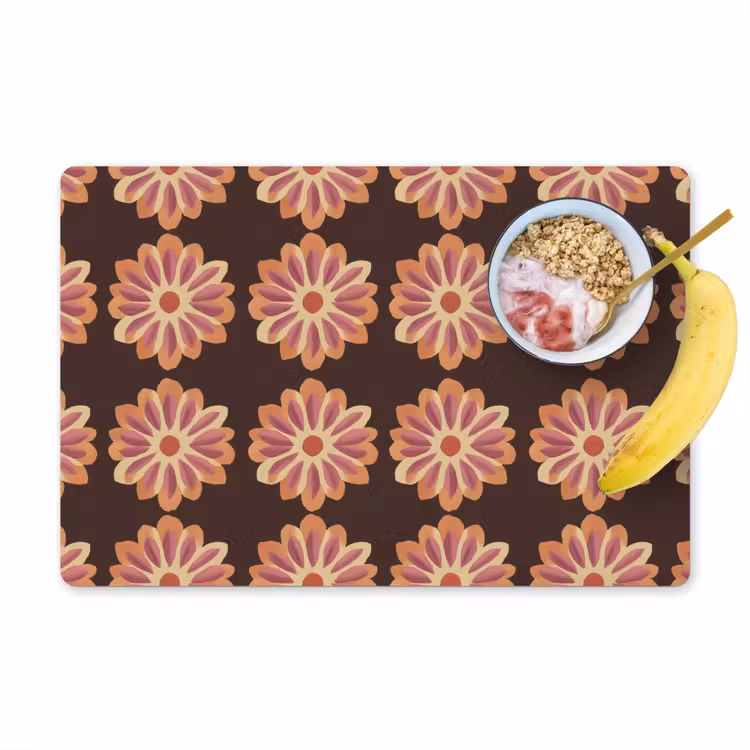 Set de table - Fleurs - Motif - Marron — 1