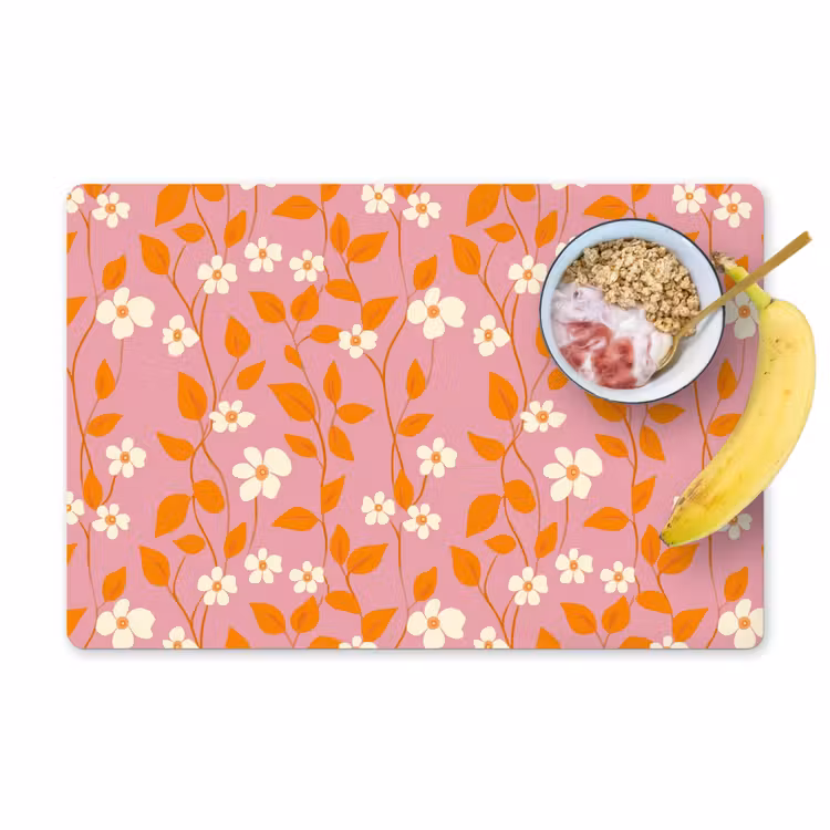 Set de table - Fleurs - Motif - Orange — 1