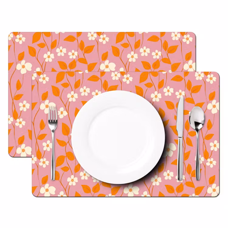 Set de table - Fleurs - Motif - Orange — 2
