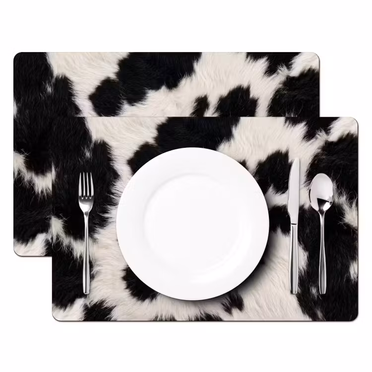 Set de table - Fourrure - Texture - Noir - Blanc — 2