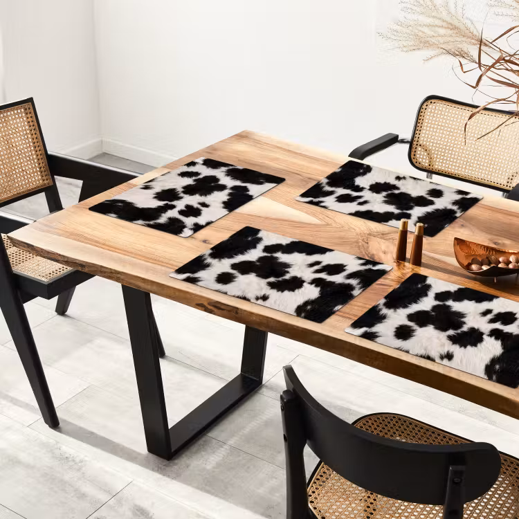 Set de table - Fourrure - Texture - Noir - Blanc — 3