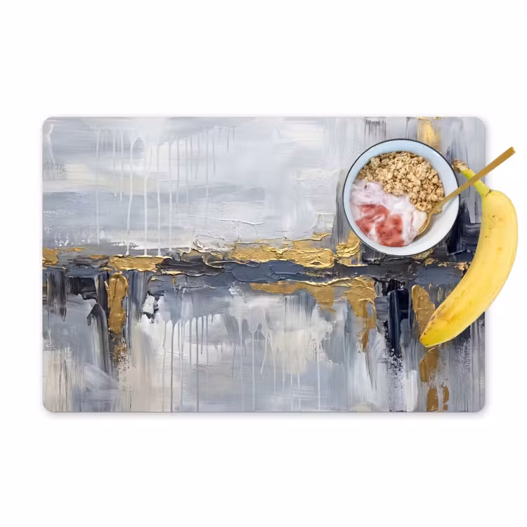 Set de table - Abstrait - Texture - Or - Gris - Moderne — 1