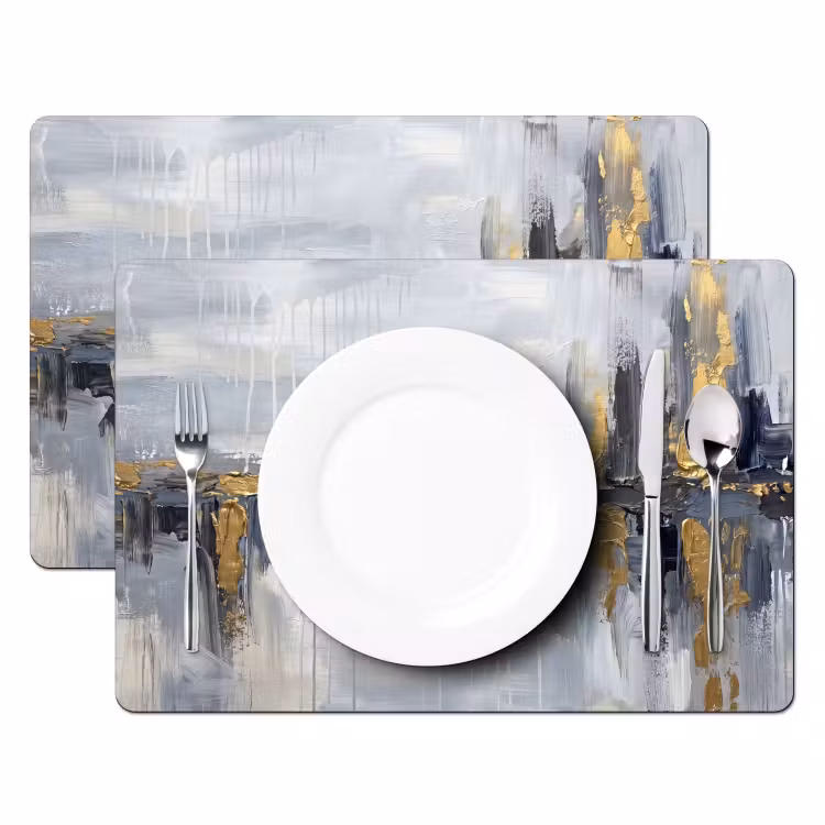 Set de table - Abstrait - Texture - Or - Gris - Moderne — 2
