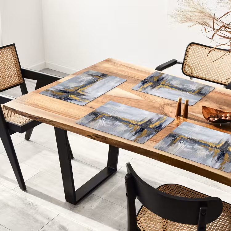 Set de table - Abstrait - Texture - Or - Gris - Moderne — 3