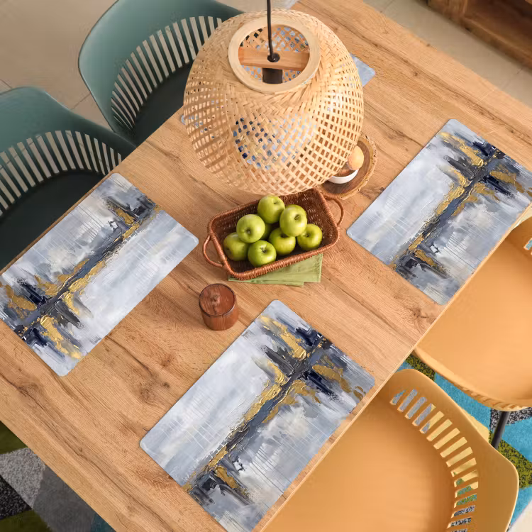 Set de table - Abstrait - Texture - Or - Gris - Moderne — 4
