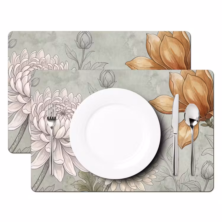 Set de table - Illustration - Fleurs - Vert — 2