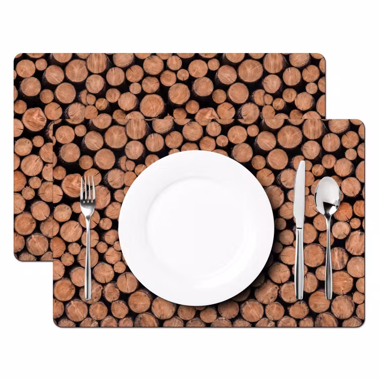 Set de table - Bûches - Texture - Motif - Marron - Rustique — 2