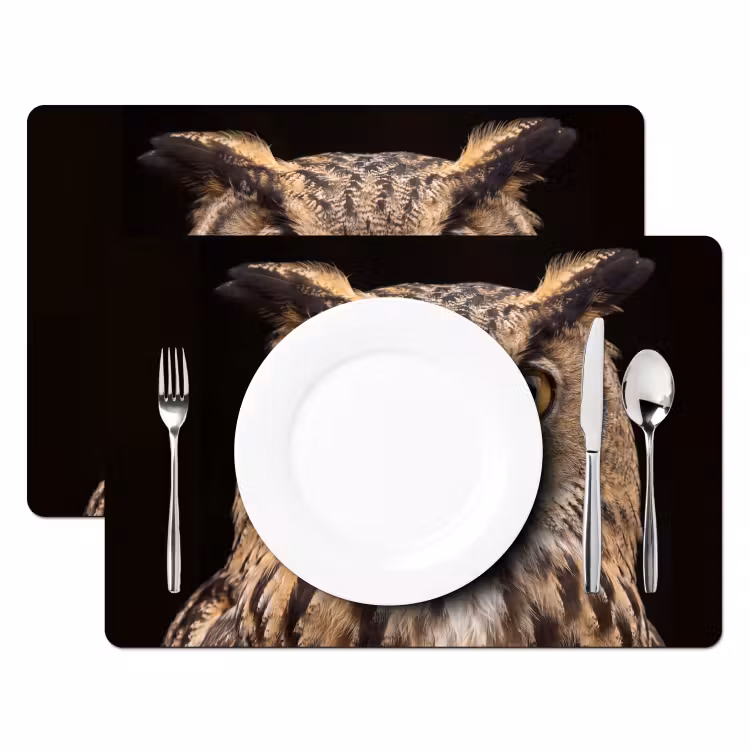 Set de table - Hibou - Portrait - Marron — 2