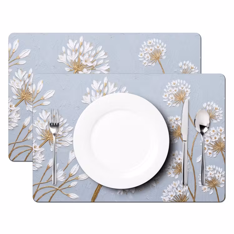 Set de table - Illustration - Fleurs - Bleu — 2